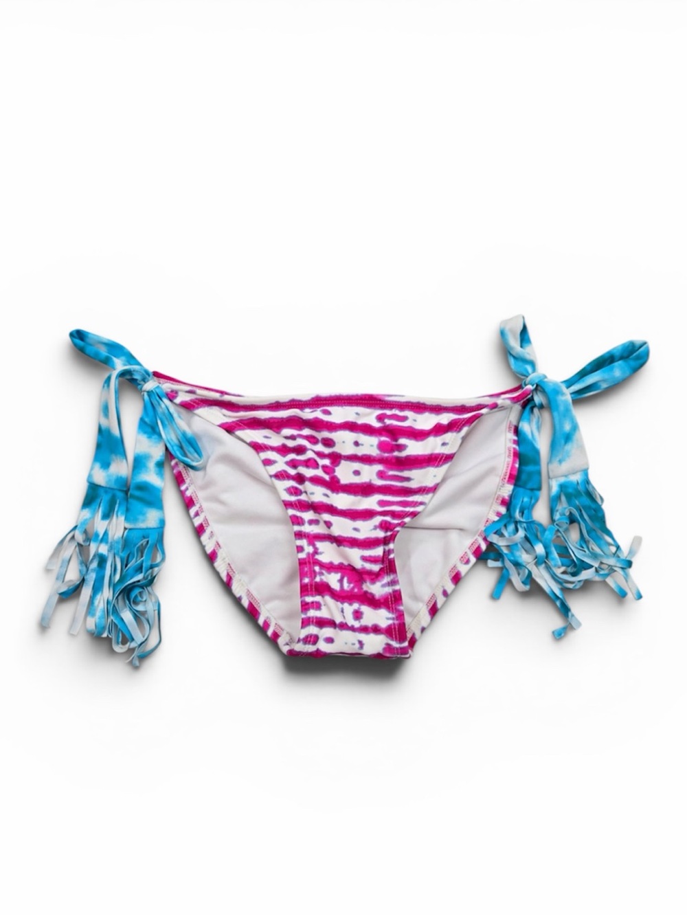NWT XHILIRATION Target Bikini Bottoms Tie Dye Fringe Medium Blue Pink 7817
